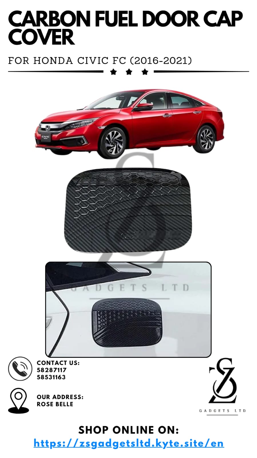 Carbon Fuel Door Cap Cover - Honda Civic FC (2016-2021)