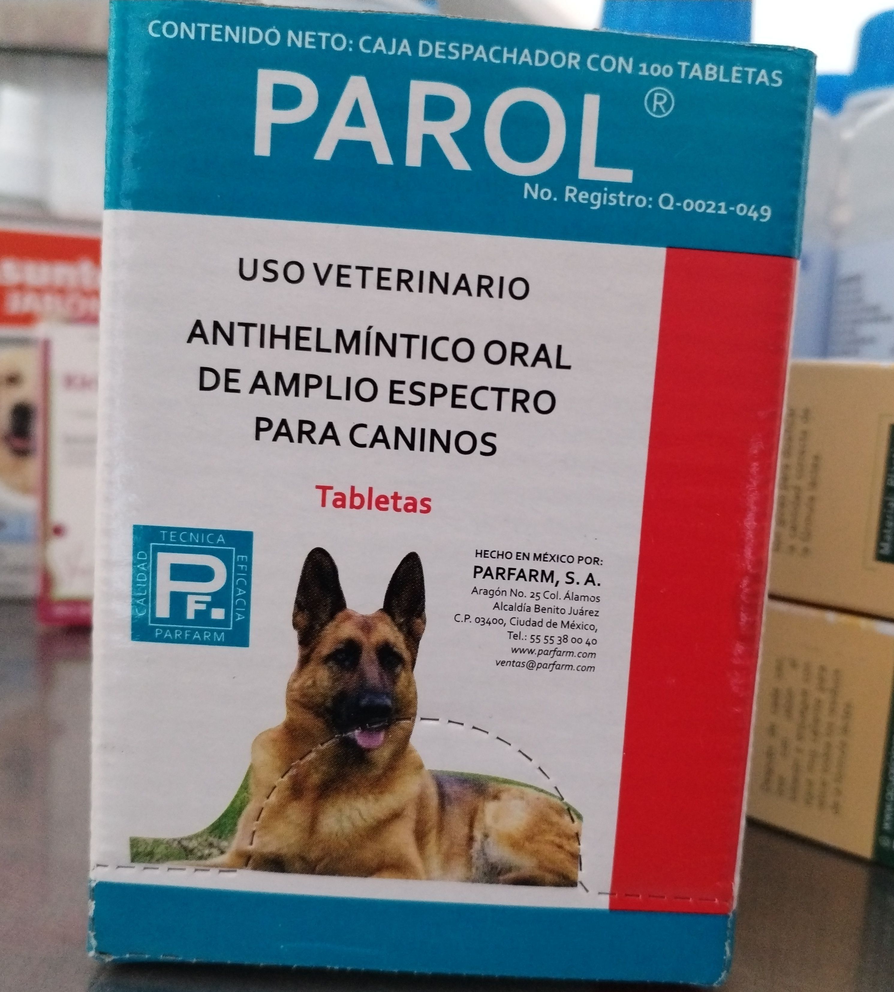 Parol tab desparasitante oral