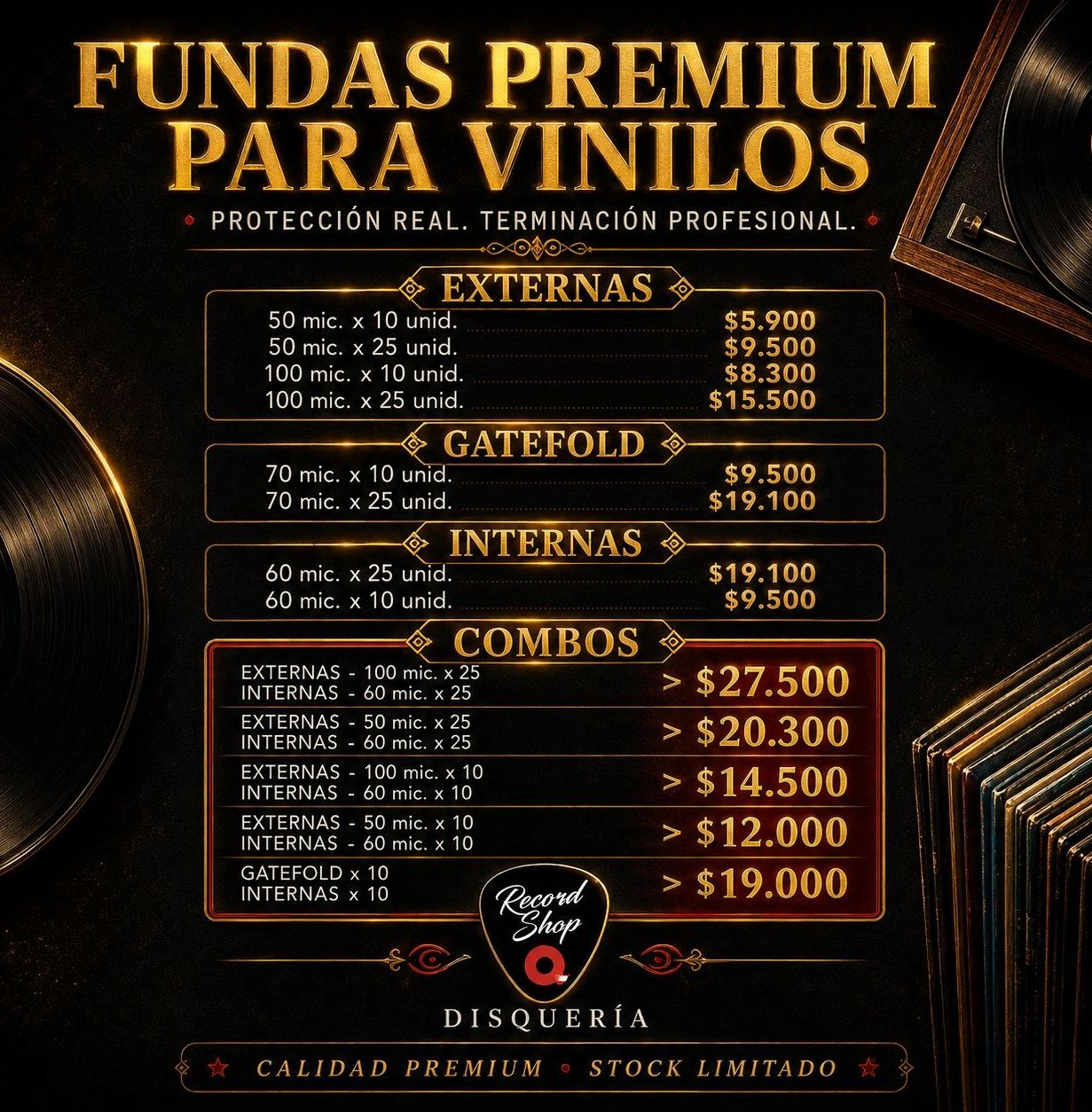 Fundas para tapas y vinilos discos lp