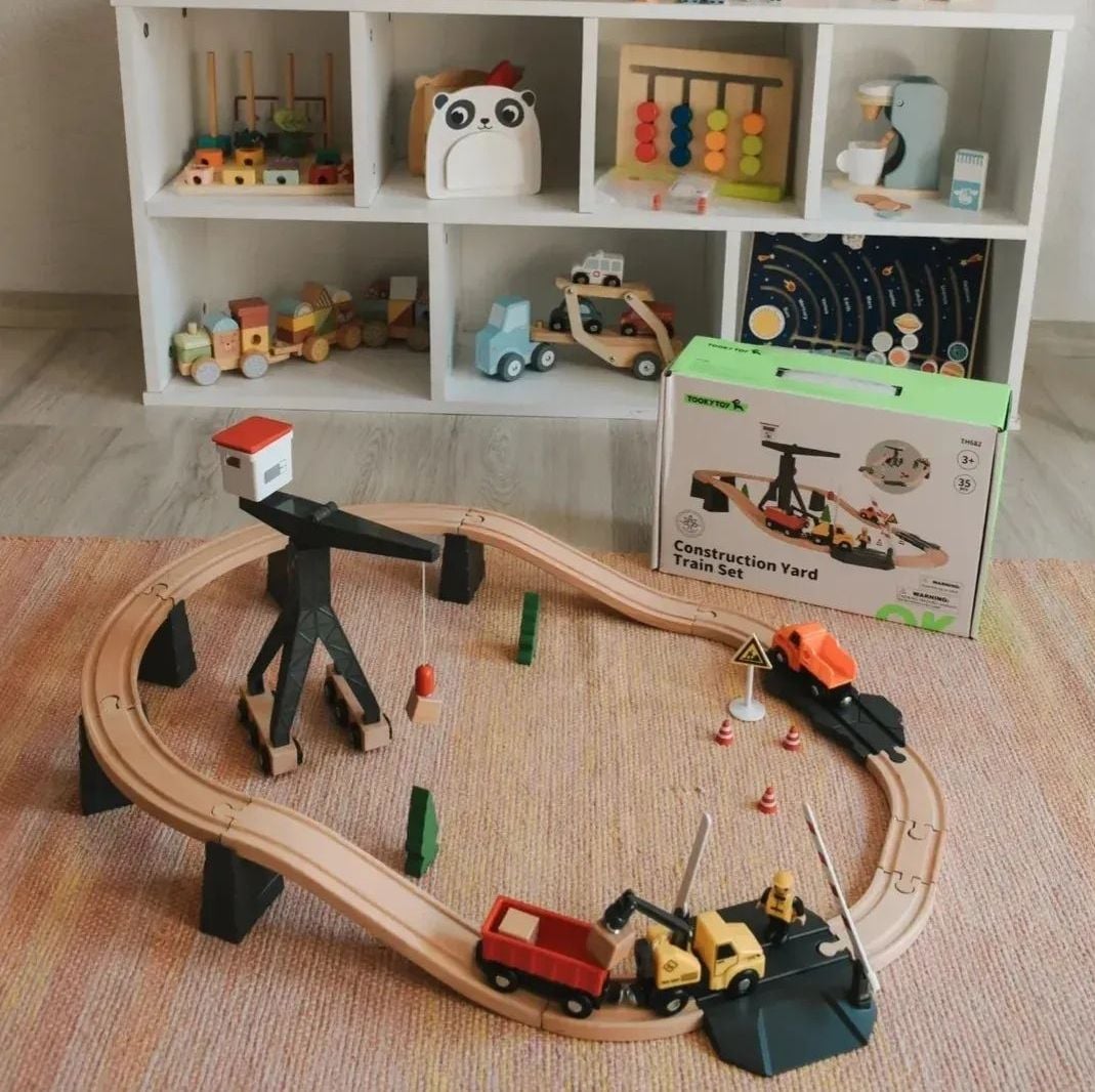 🏗️ Pistas de Tren de Construcción (35 piezas) 🪵