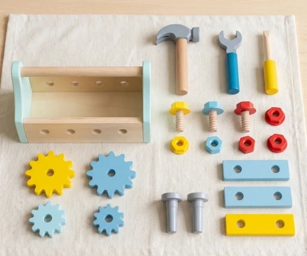 🧰 Caja de Herramientas Portátil de Madera (18 piezas) 🔨
