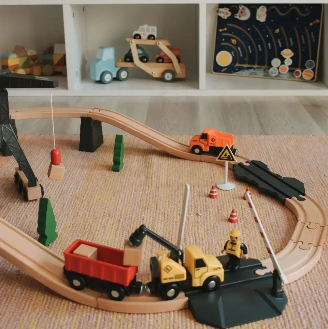 🏗️ Pistas de Tren de Construcción (35 piezas) 🪵