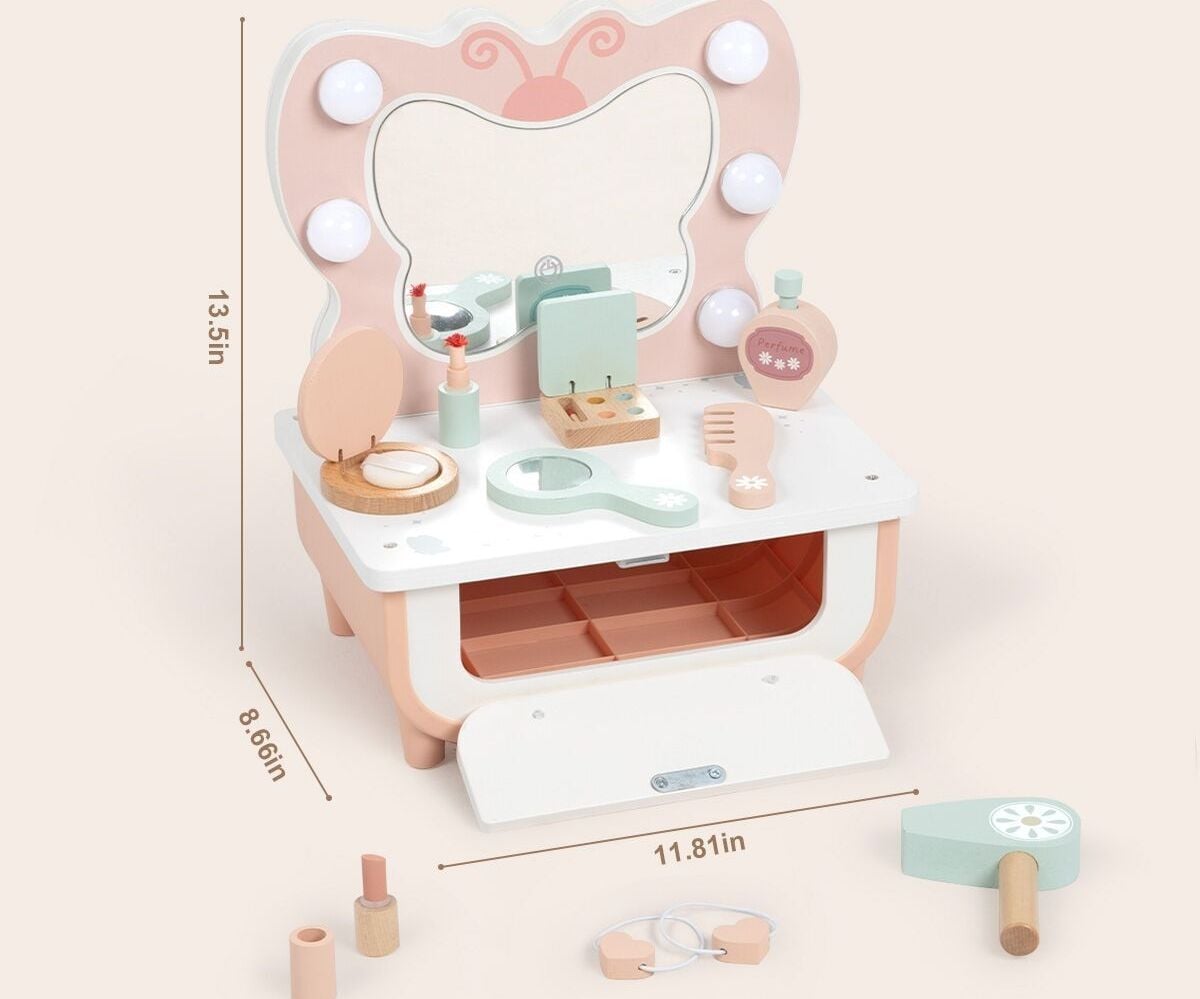 ✨ Tocador de Madera Mariposa con Luces (Tooky Toy) ✨