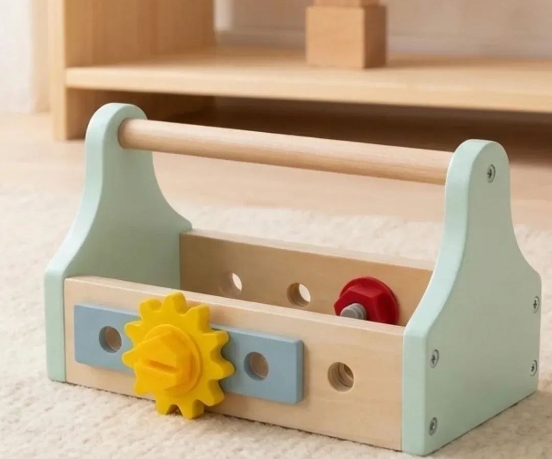 🧰 Caja de Herramientas Portátil de Madera (18 piezas) 🔨