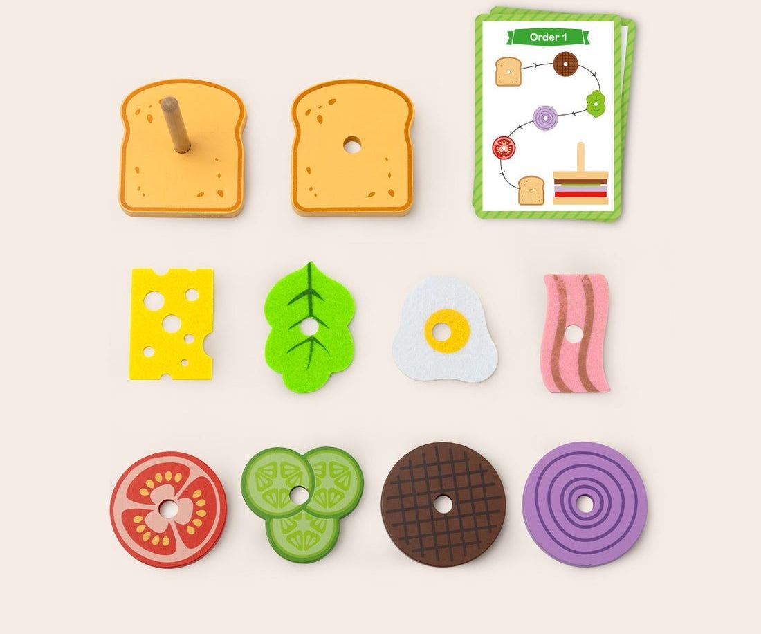 🥪 Juego de Secuencia y Lógica "Sandwich Stacker" (15 piezas) 🍅