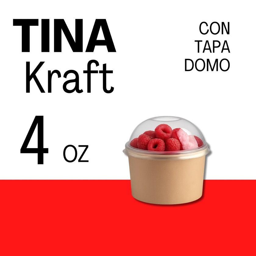 Bio - Tina Kraft 4 Oz C/Tapa Domo 1 UNID