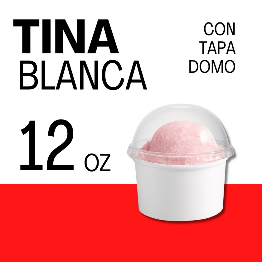 Bio - Tina Blanca 12 Oz C/Tapa Domo 1 UNID