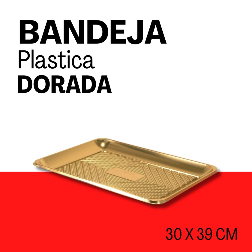 Bandeja Plástica Dorada 12 X 15 (30 cm X 39 cm) 1 UNID