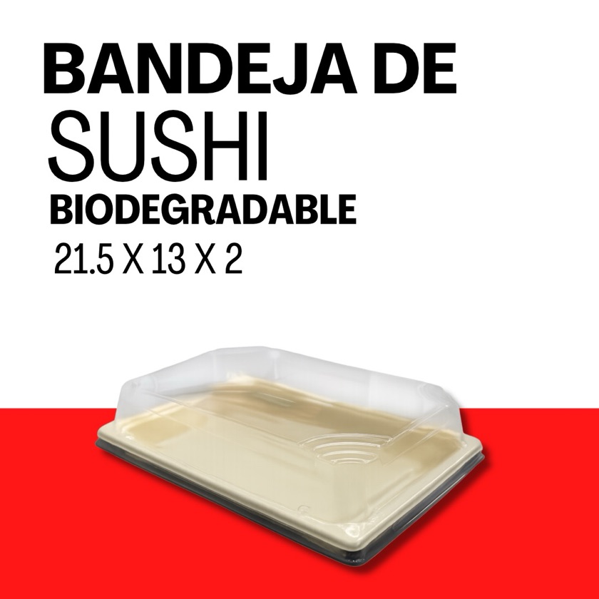 Bandeja de Sushi Bio C/Tapa "21.5 X 13 X 2" 1 UNID
