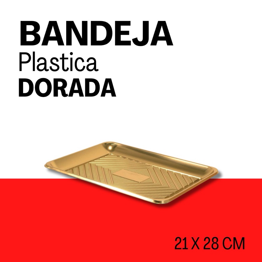 Bandeja Plástica Dorada 12 X 15 (20 cm X 28 cm) 1 UNID