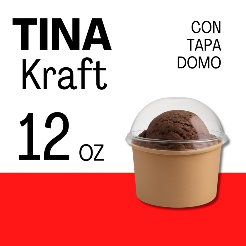 Bio - Tina Kraft 12 Oz C/Tapa Domo 1 UNID