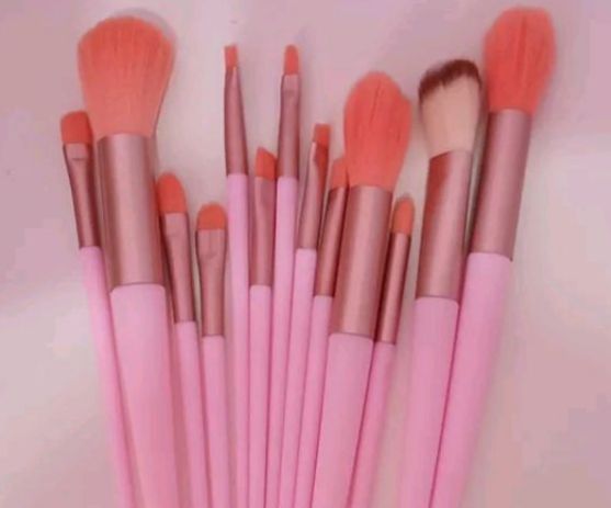 Kit 13 Pincéis Maquiagem Rosa