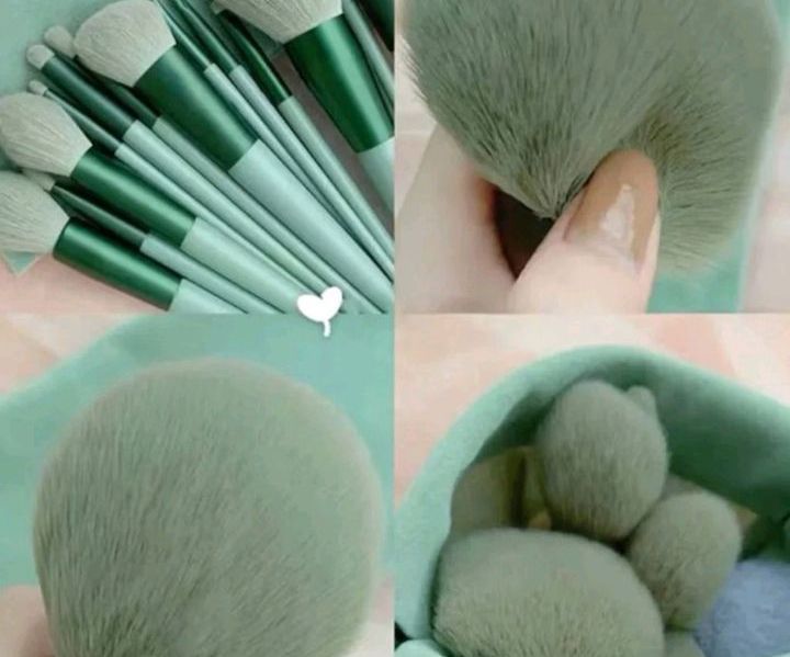 Kit 13 Pincéis Maquiagem Verde