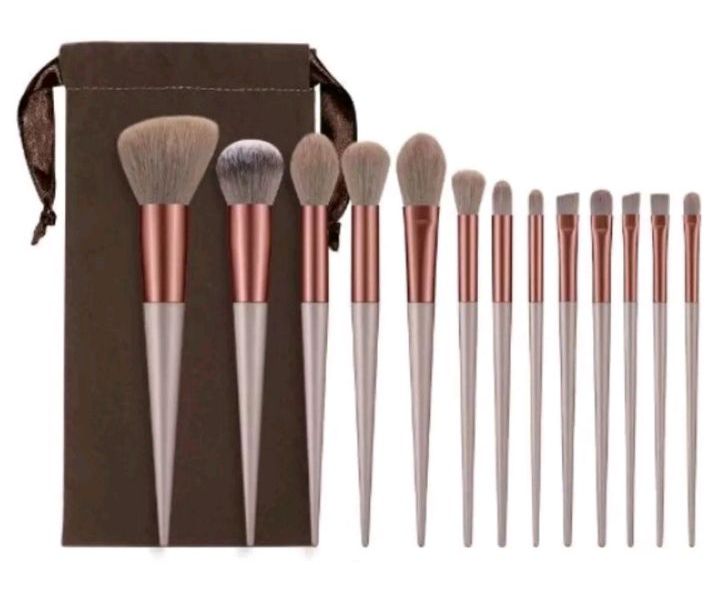 Kit 13 Pincéis Maquiagem Marrom