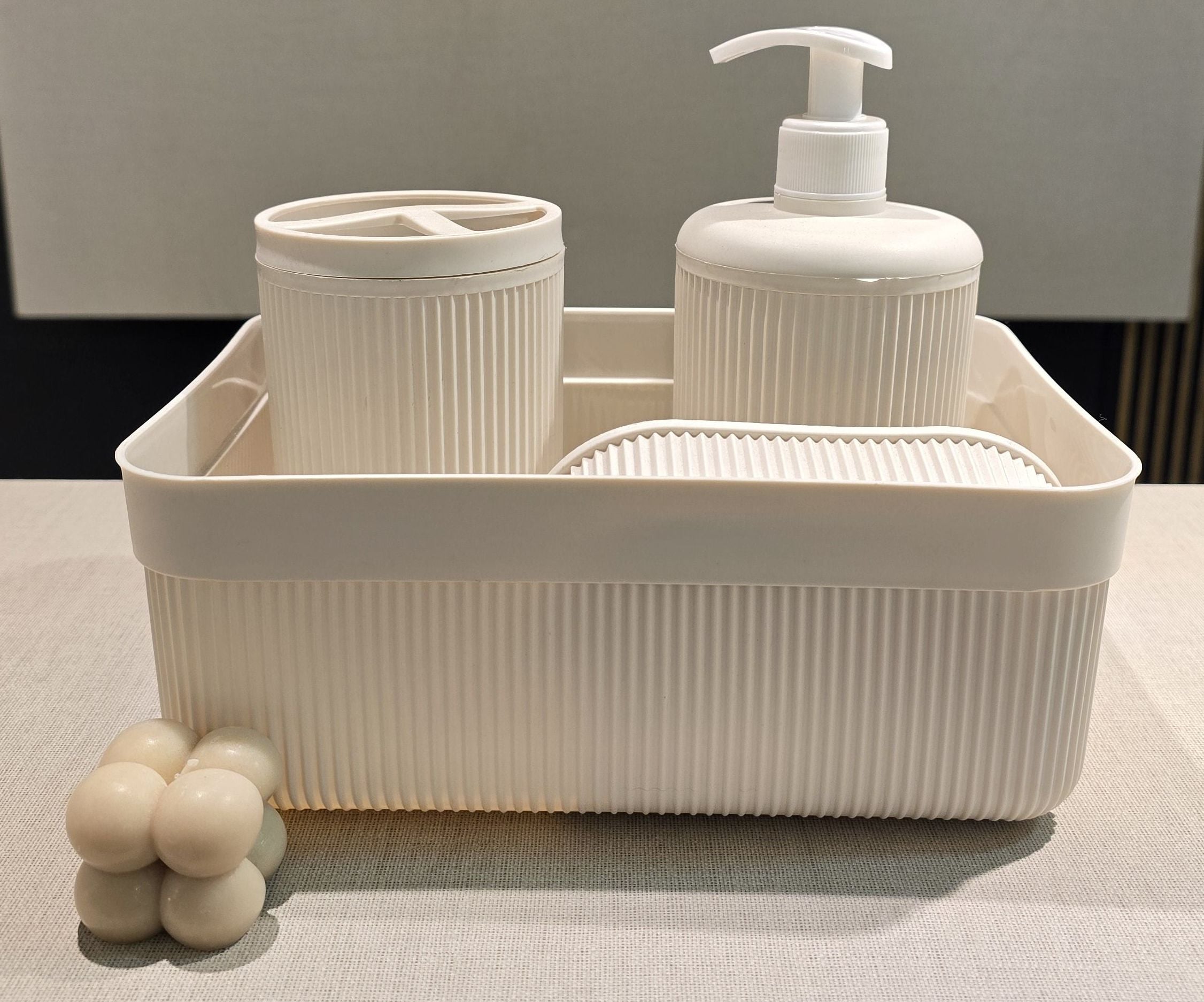 Set X4 Piezas De Baño Rayado - OBED Home & Deco San Rafael