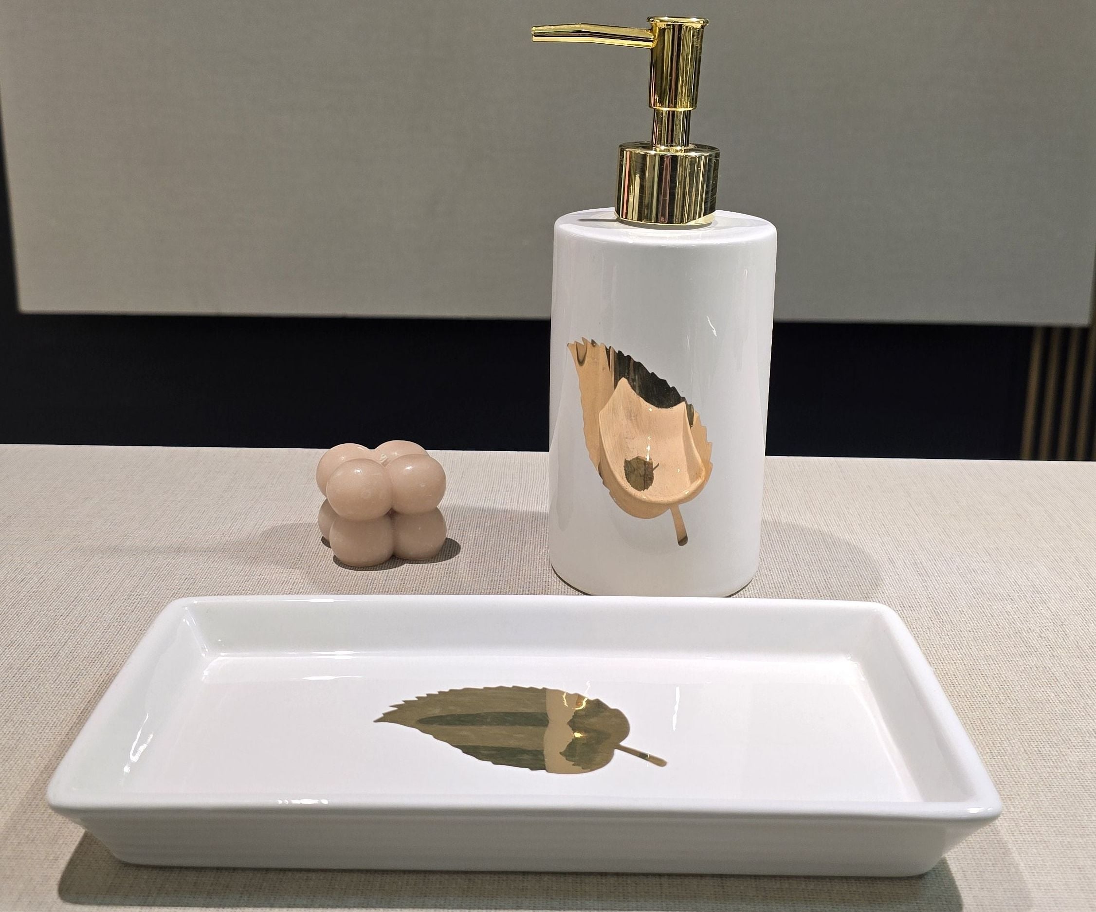 Jabonera Ceramica Rectangular Golden Leaf  - OBED Home & Deco San Rafael