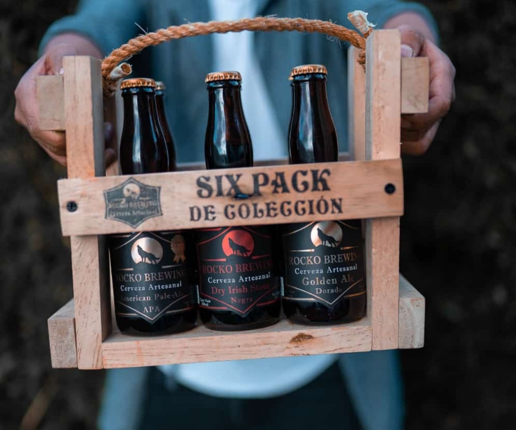 Six Pack de madera (botellas)