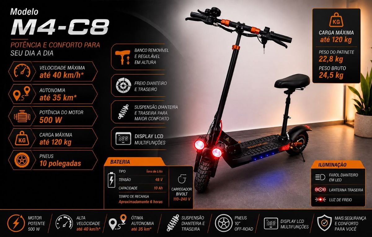 CX: 1 Patinete Elétrico M4-C8