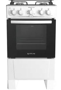 Fogão de Piso 4 Bocas Atlas Monaco Plus c/Mesa de Inox - Acendimento Automático - Branco - Bivolt
