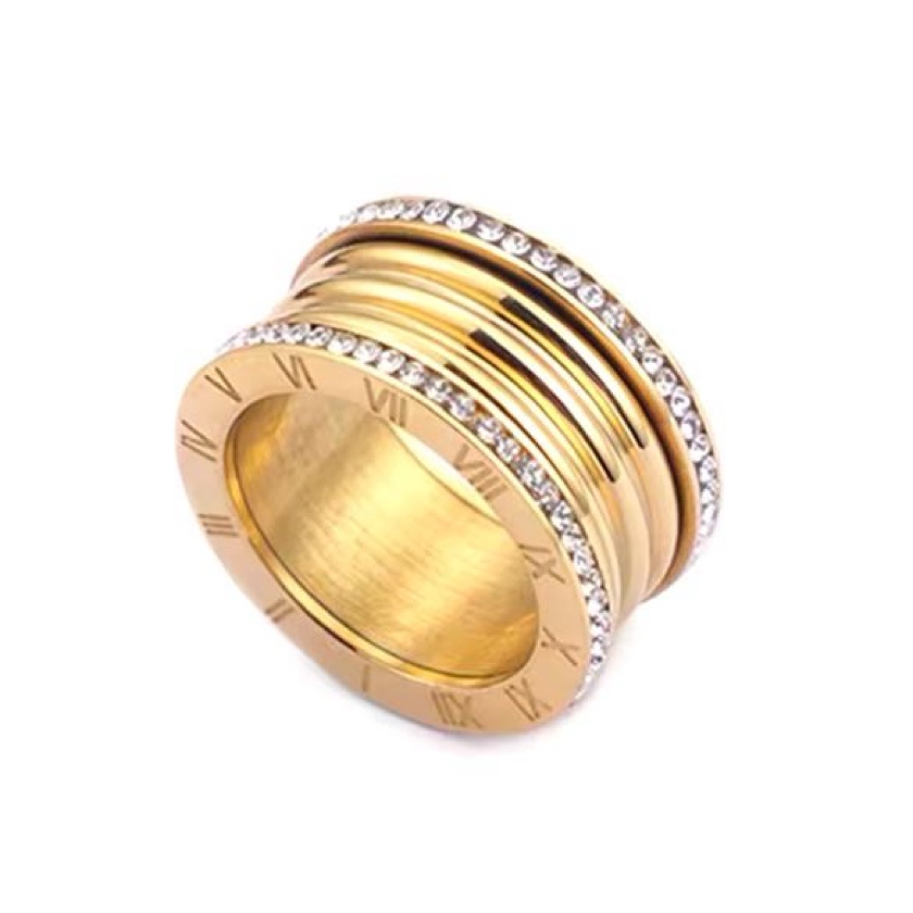 Anel / alianca Bulgari - dourado cravejado