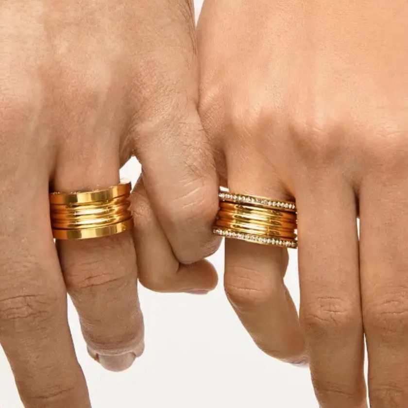 Anel / alianca Bulgari - dourado cravejado