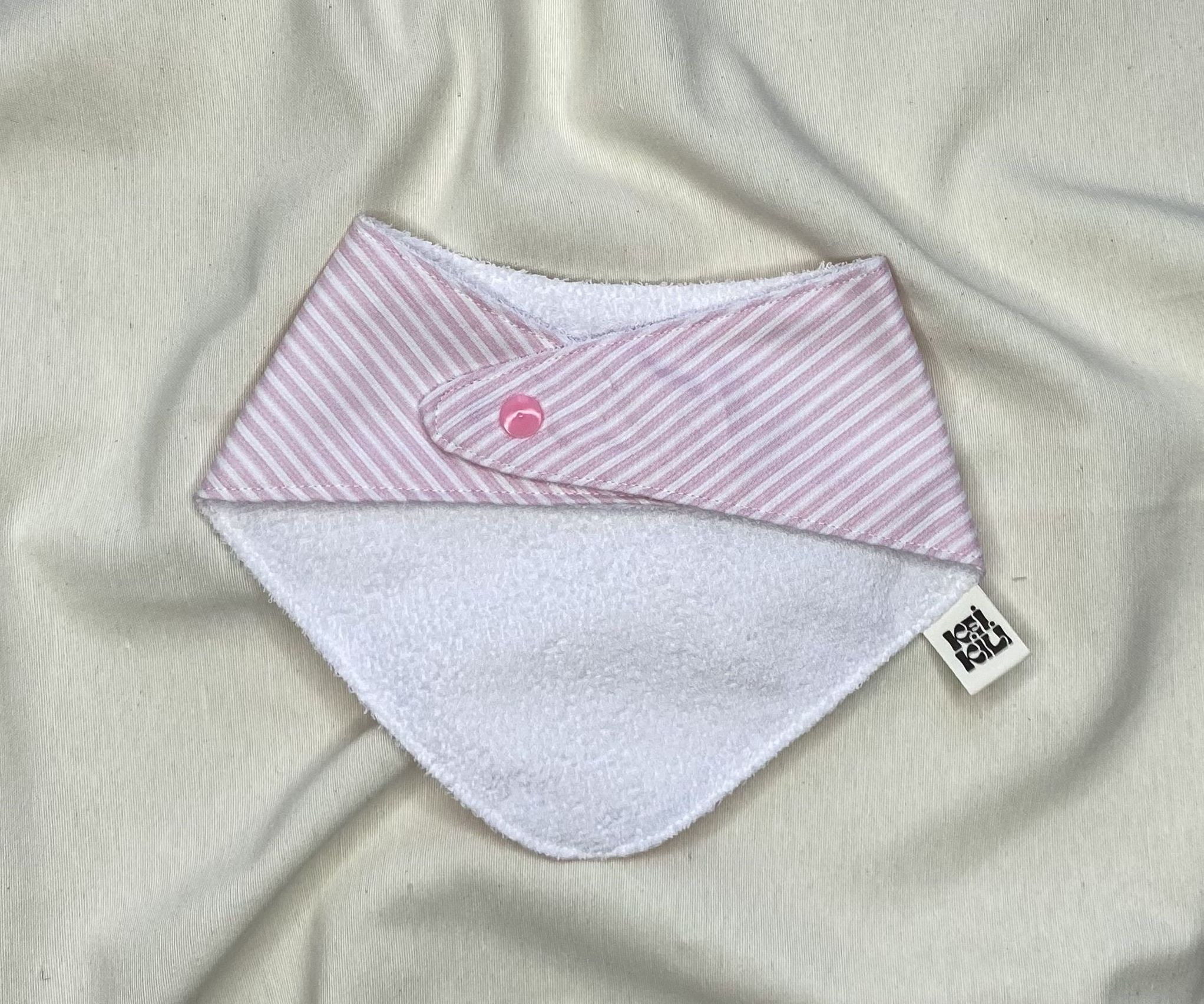 BABERO BANDANA - RAYAS ROSAS