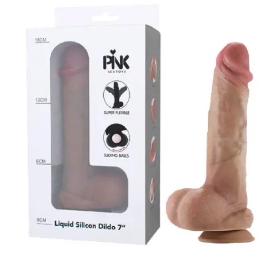 Pink - Dildo de silicona líquida 7 pulgadas