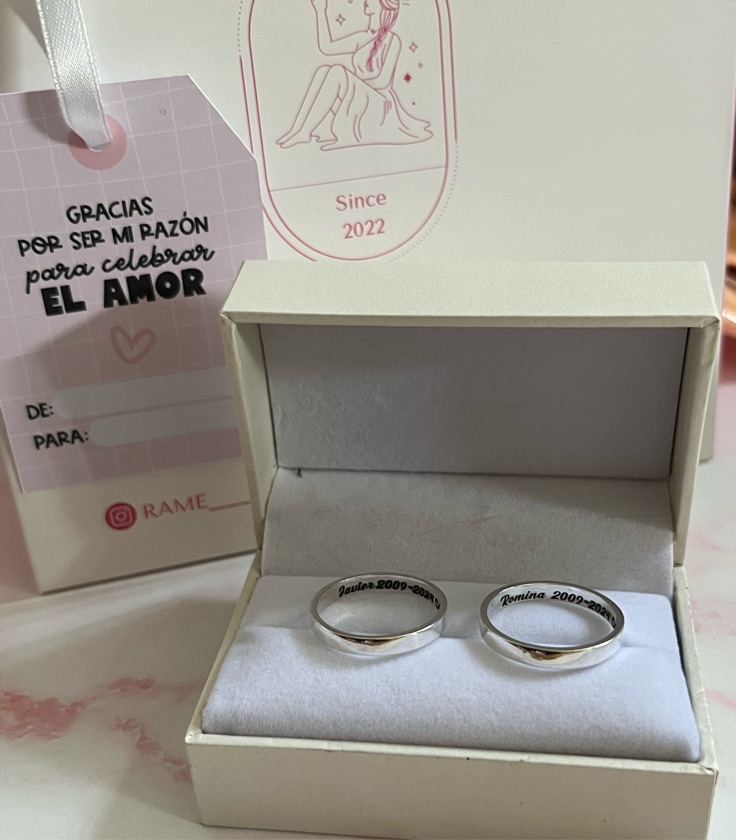 Alianzas CINTA en Plata 925 con grabados incluidos