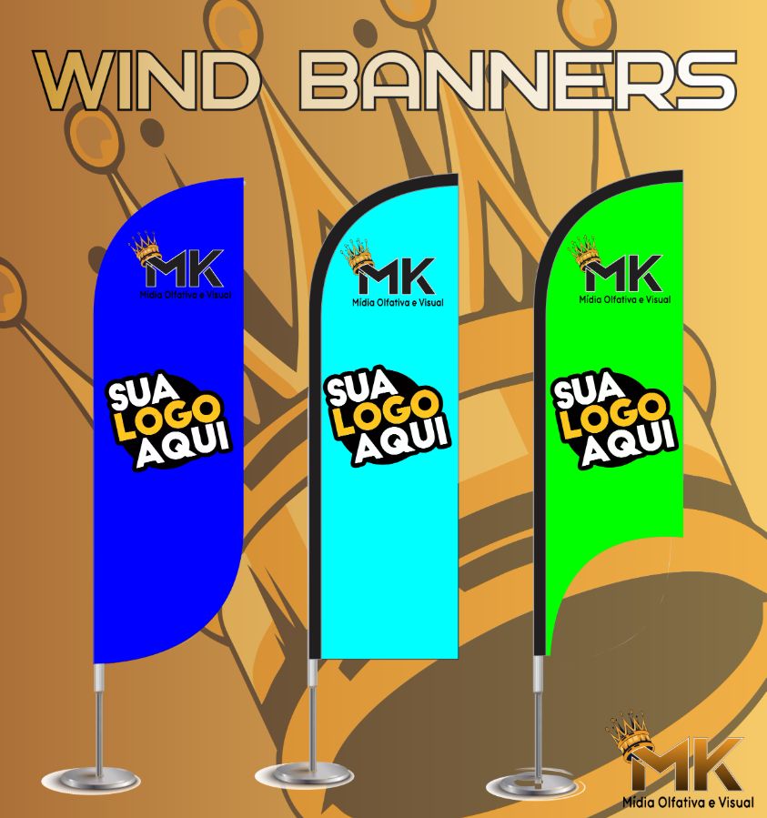 Wind Banner Completo G (Tecido,Hastes e Base) Altura 3 Metros