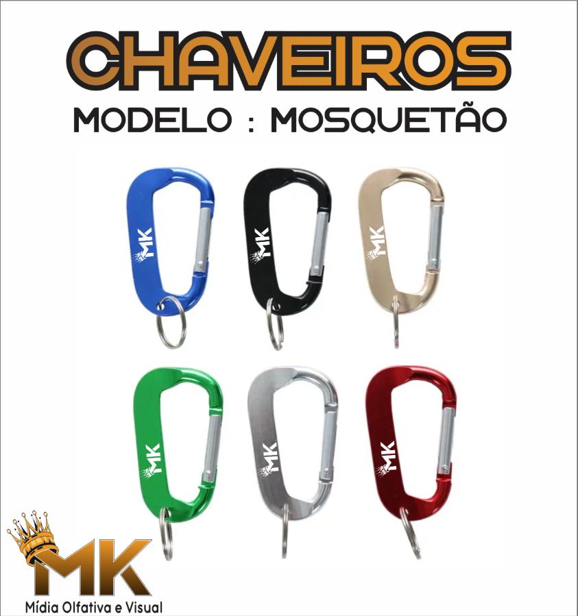 (100UN) CHAVEIRO MOSQUETÃO