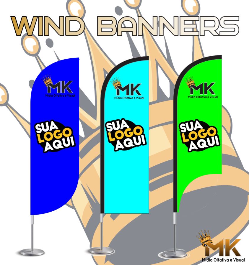 Wind Banner Completo M (Tecido,Hastes e Base) Altura 2 Metros