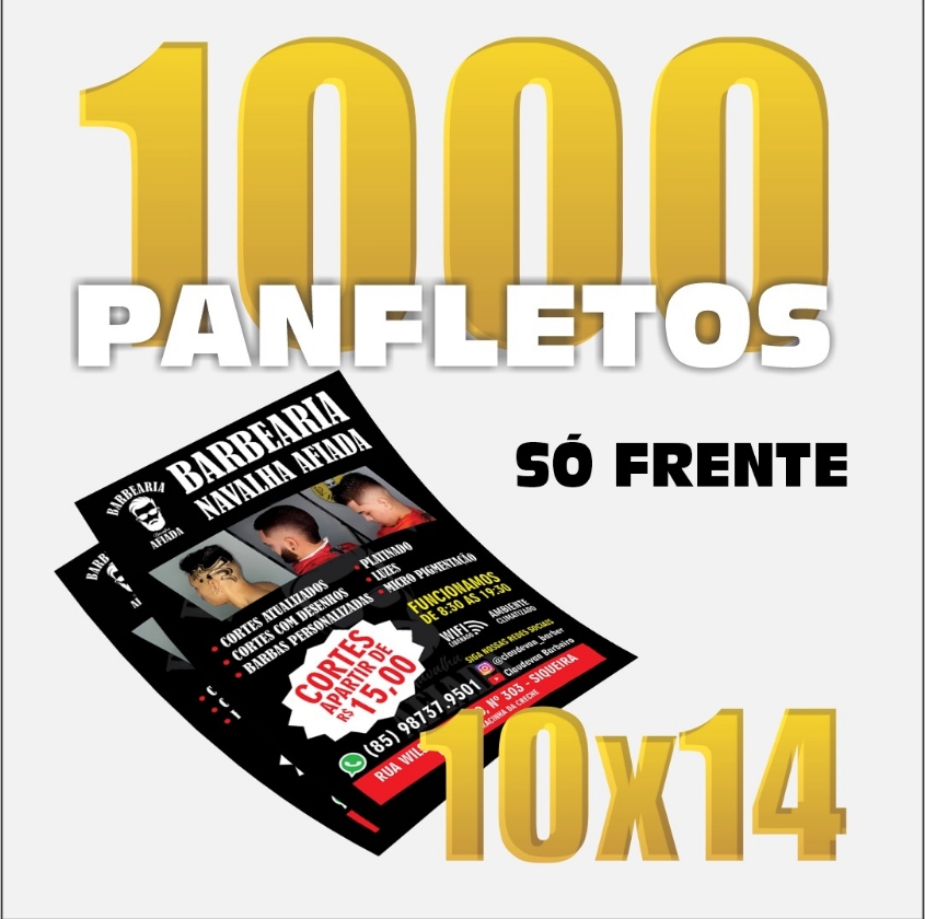 1000 Panfletos 10x14cm, colorido, frente, couchê brilho 90g. (cópia)