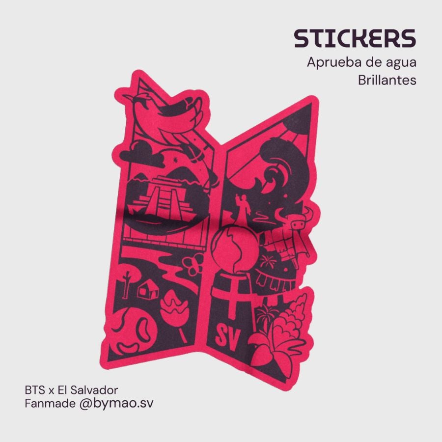 Sticker rojo - BTSxEl Salvador • Brillante