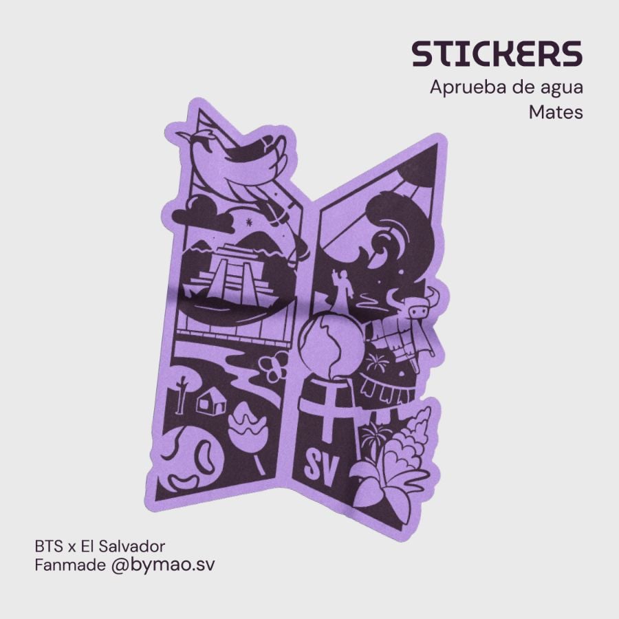 MINI Sticker lila - BTSxEl Salvador • Mate