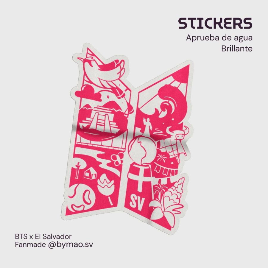 Sticker blanco - BTSxEl Salvador • Brillante