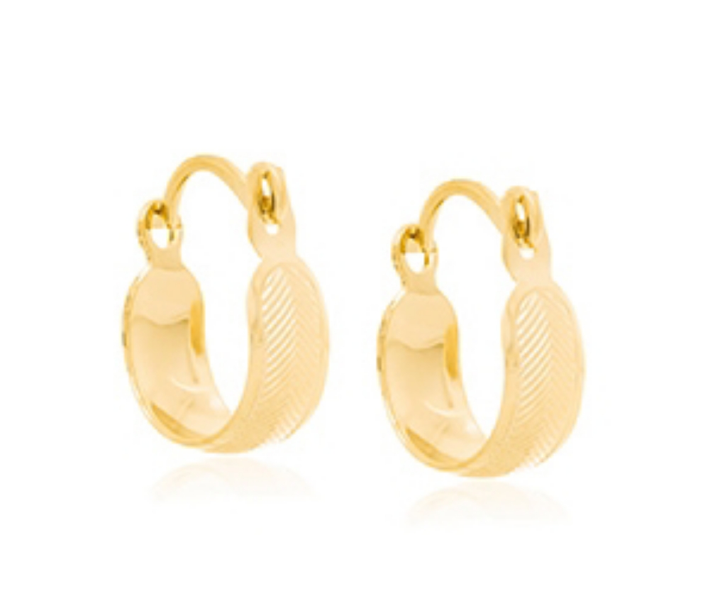 Brinco argola banhado a ouro 18k, com trabalhos em risco - Rommanel