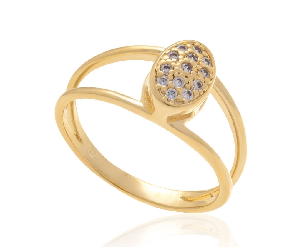 Anel banhado a ouro 18k com zircônias Branco - Rommanel