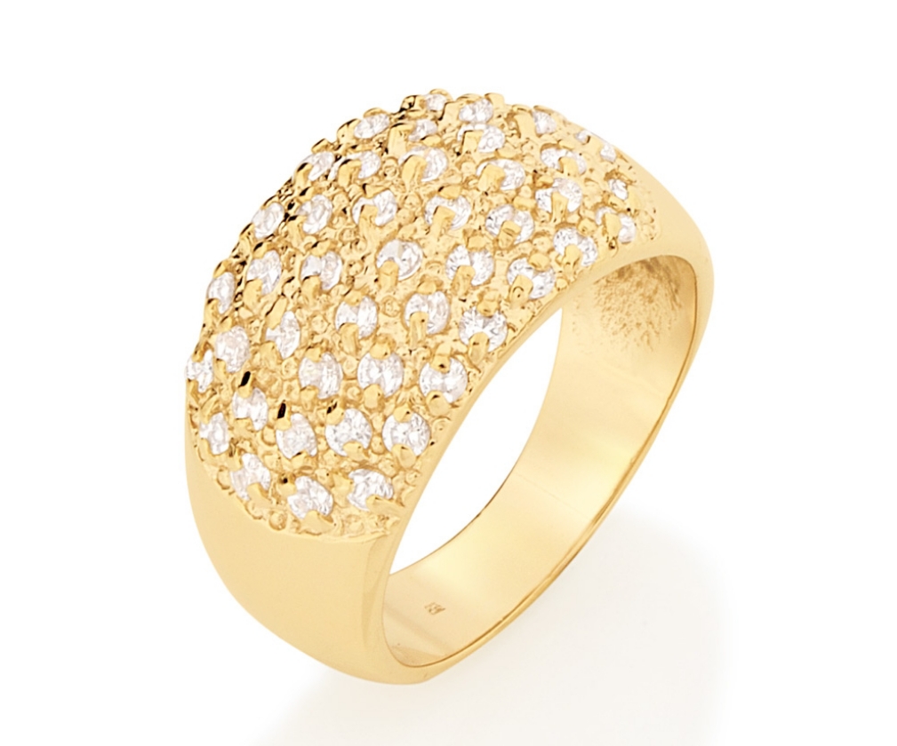 Anel banhado a ouro 18k com zircônias Branco Rommanel