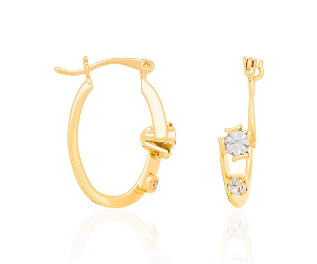 Brinco banhado a ouro 18k argola com cristais Branco - Rommanel