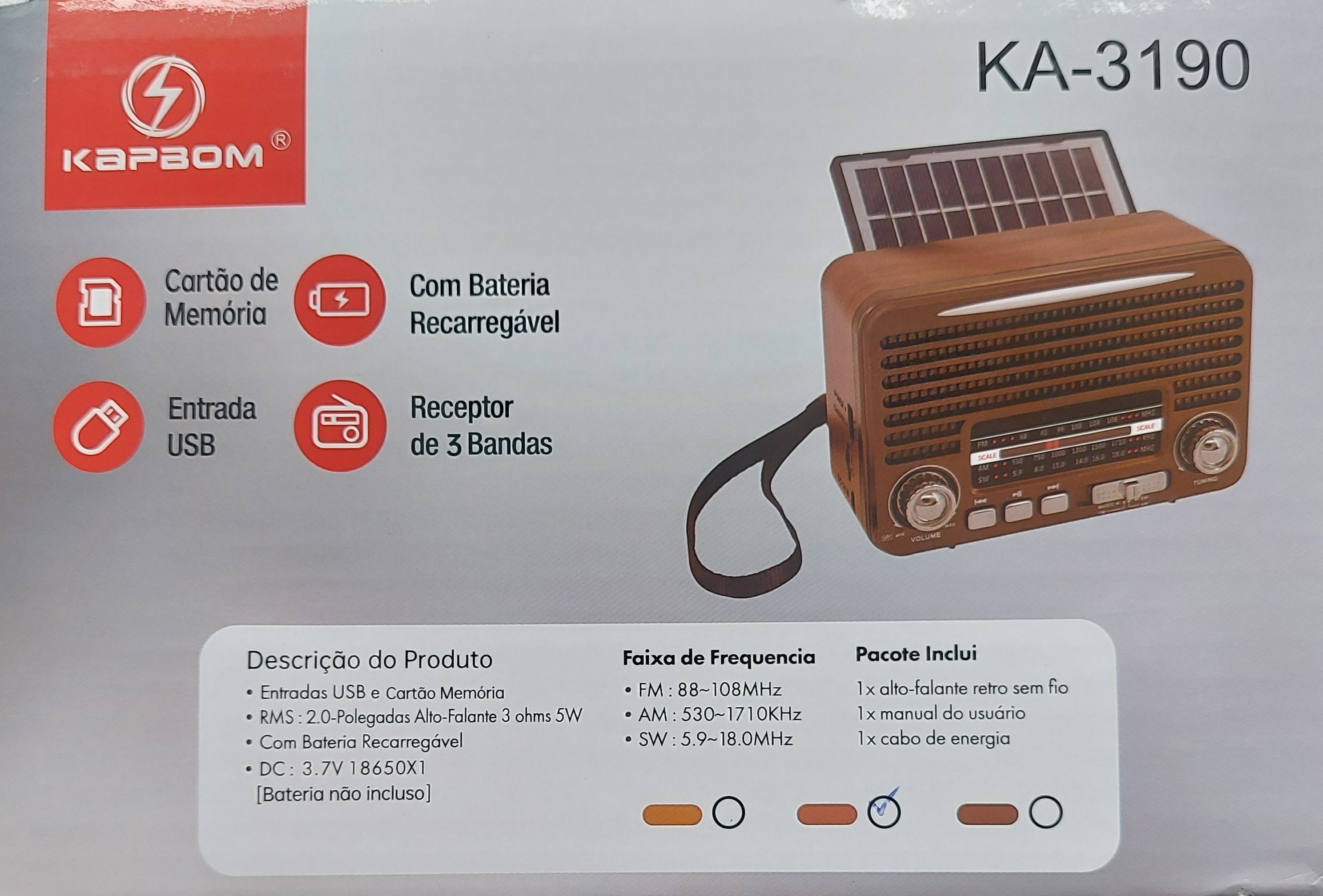 Rádio portátil Kapbon