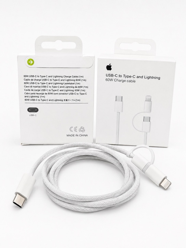 CABO APPLE 2 EM 1 60W DE POTENCIA REVESTIDO EM TECIDO