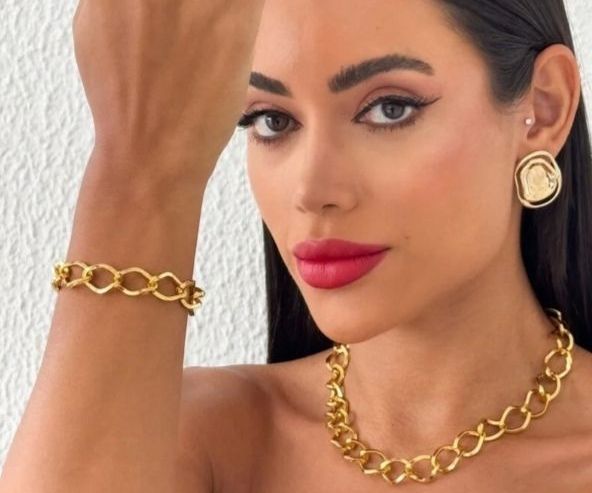 Conjunto colar e Pulseira 18k corrente Elo