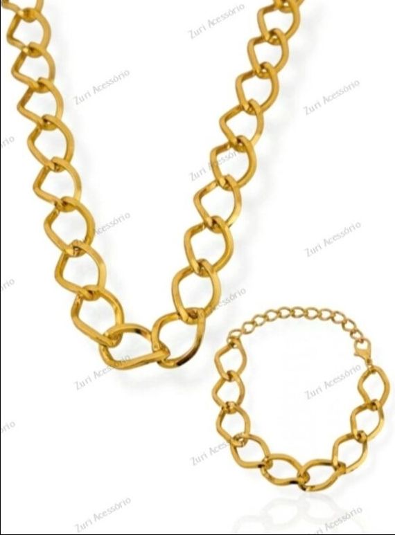 Conjunto colar e pulseira Ouro 18k