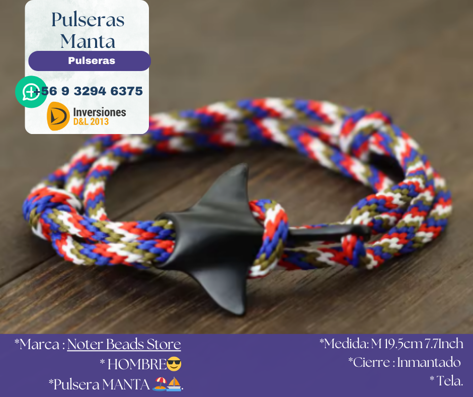 Pulsera MANTA (Roja,Blanca,azul,verde)