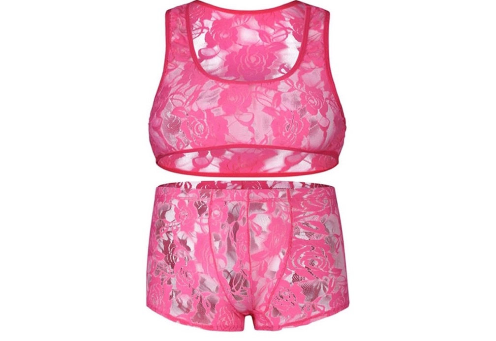 LACE ME UP Men’s Floral Lace Set | HOT PINK