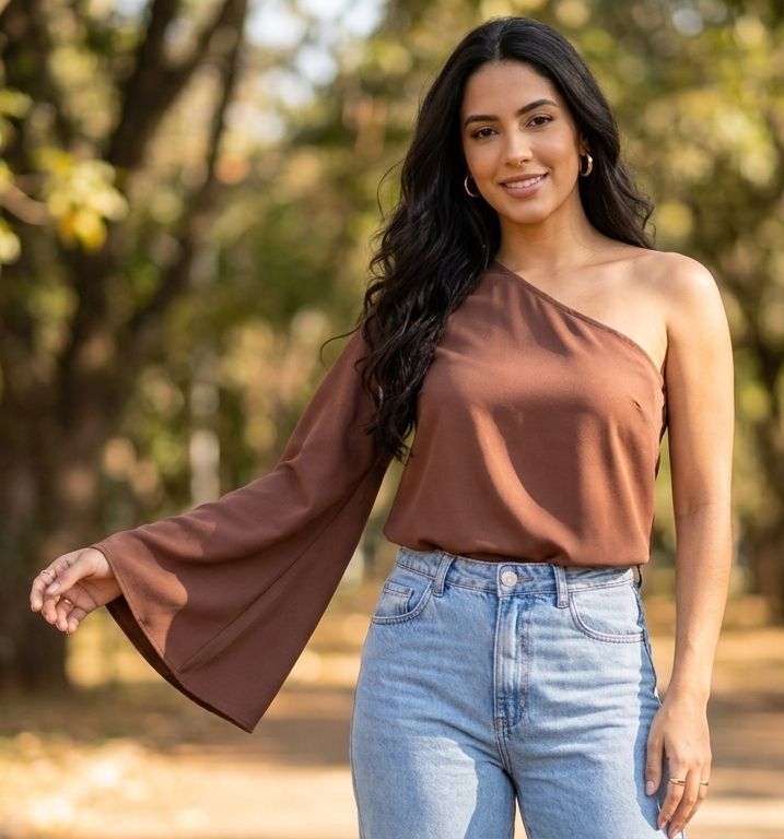 Blusa ombro só Marrom