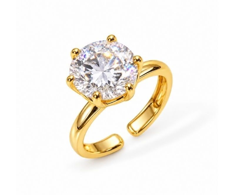 Anel Ouro 18k Solitário Regulável Virgínia