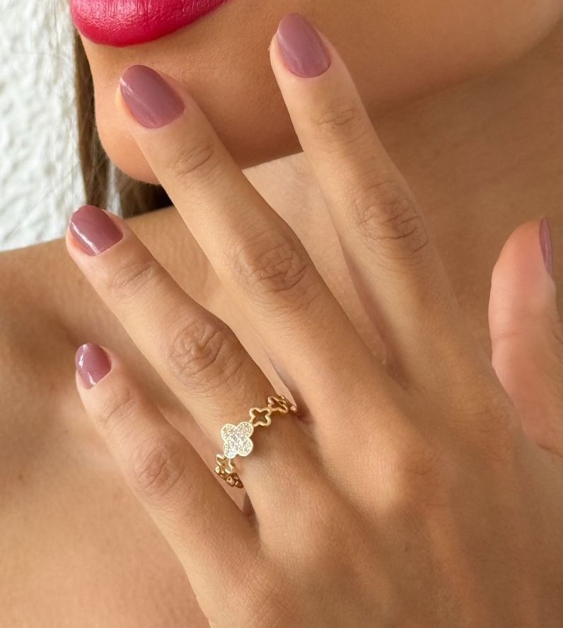 Anel Ouro 18k Inspiração VG Vazado