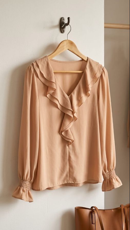 Blusa Gola Babado Bege M