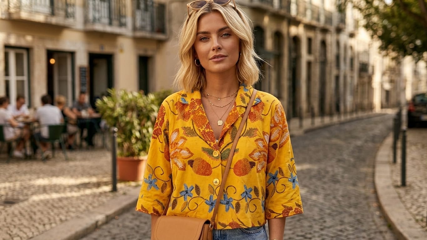 Blusa Feminina Estampada Amarela P